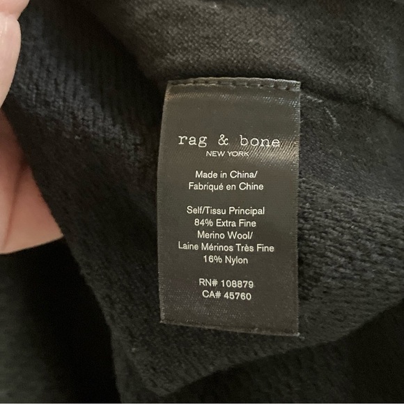 Rag & Bone Collin Wool Pique Sweater Crewneck in Black XL - Picture 5 of 7